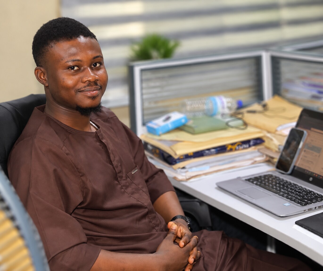 Team member at his workstation